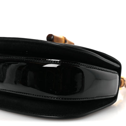 Gucci Patent Crystal Mini Bamboo 1947 Top Handle Chain Bag Black 8 of 8