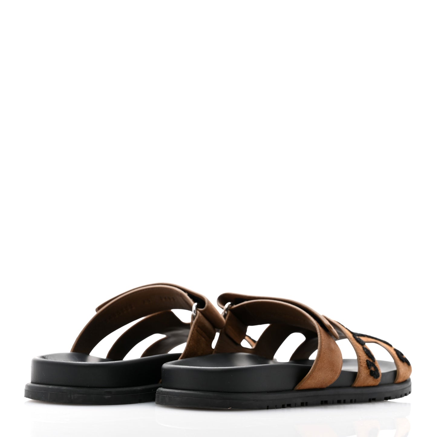 Suede Goatskin Womens Chypre Sandals 41 Brun Fume Black