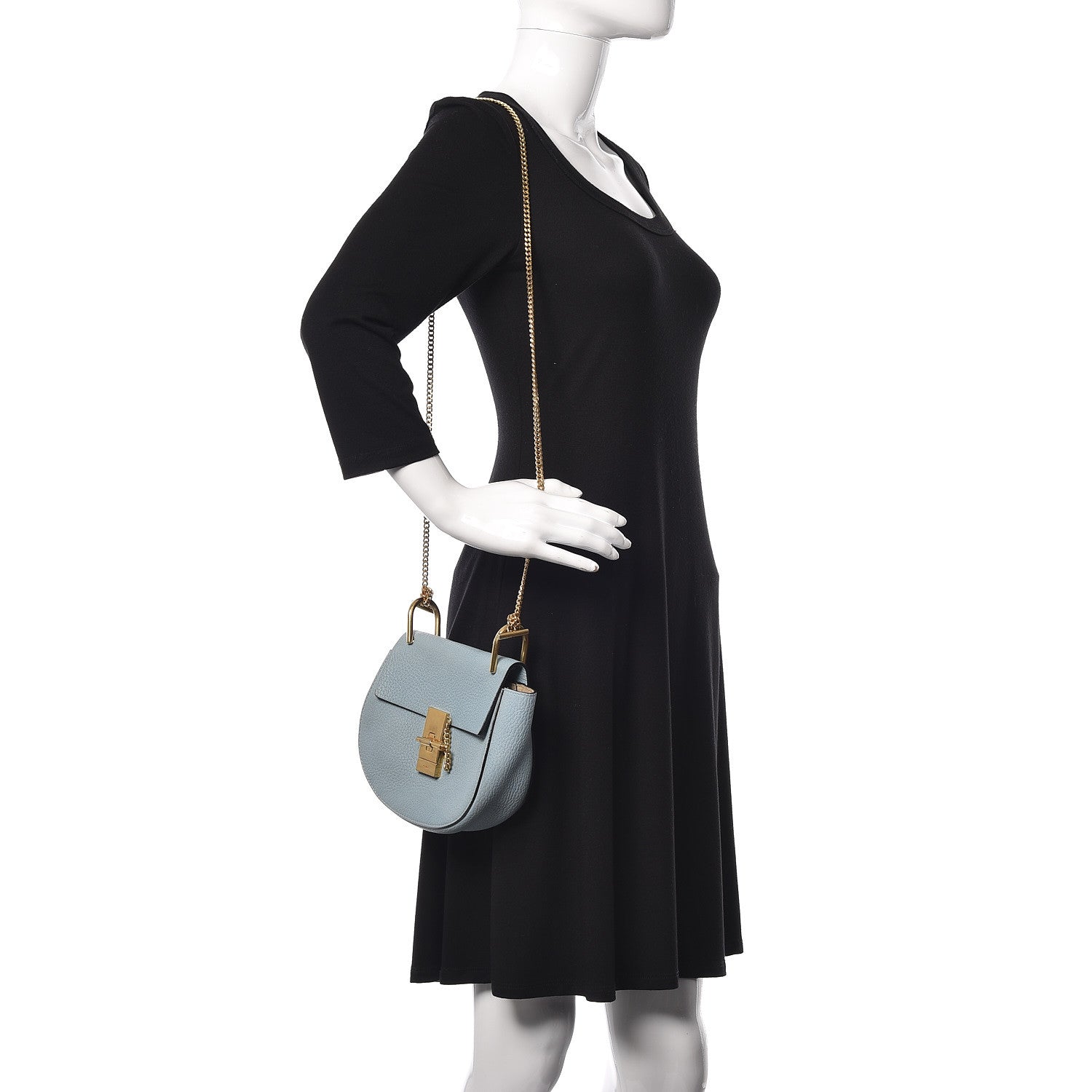 Chloe Grained Lambskin MIni Drew Shoulder Bag Cloudy Blue 2 of 9
