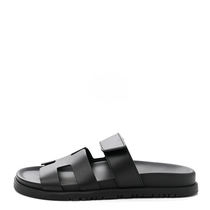 Hermes Calfskin Womens Chypre Sandals 36 Black 1 of 9