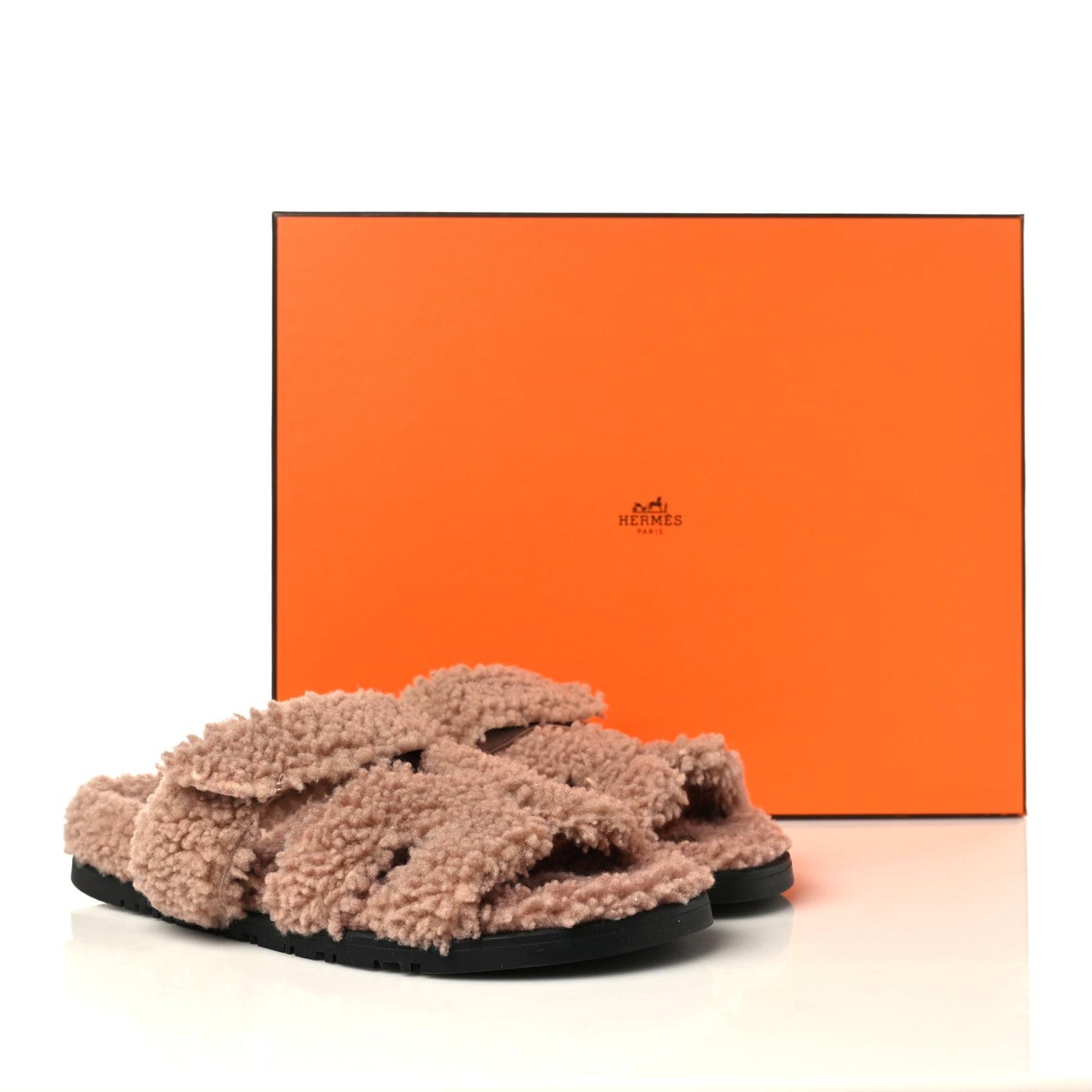 Hermes Woolskin Womens Chypre Sandals 37.5 Bois De Santal 9 of 9