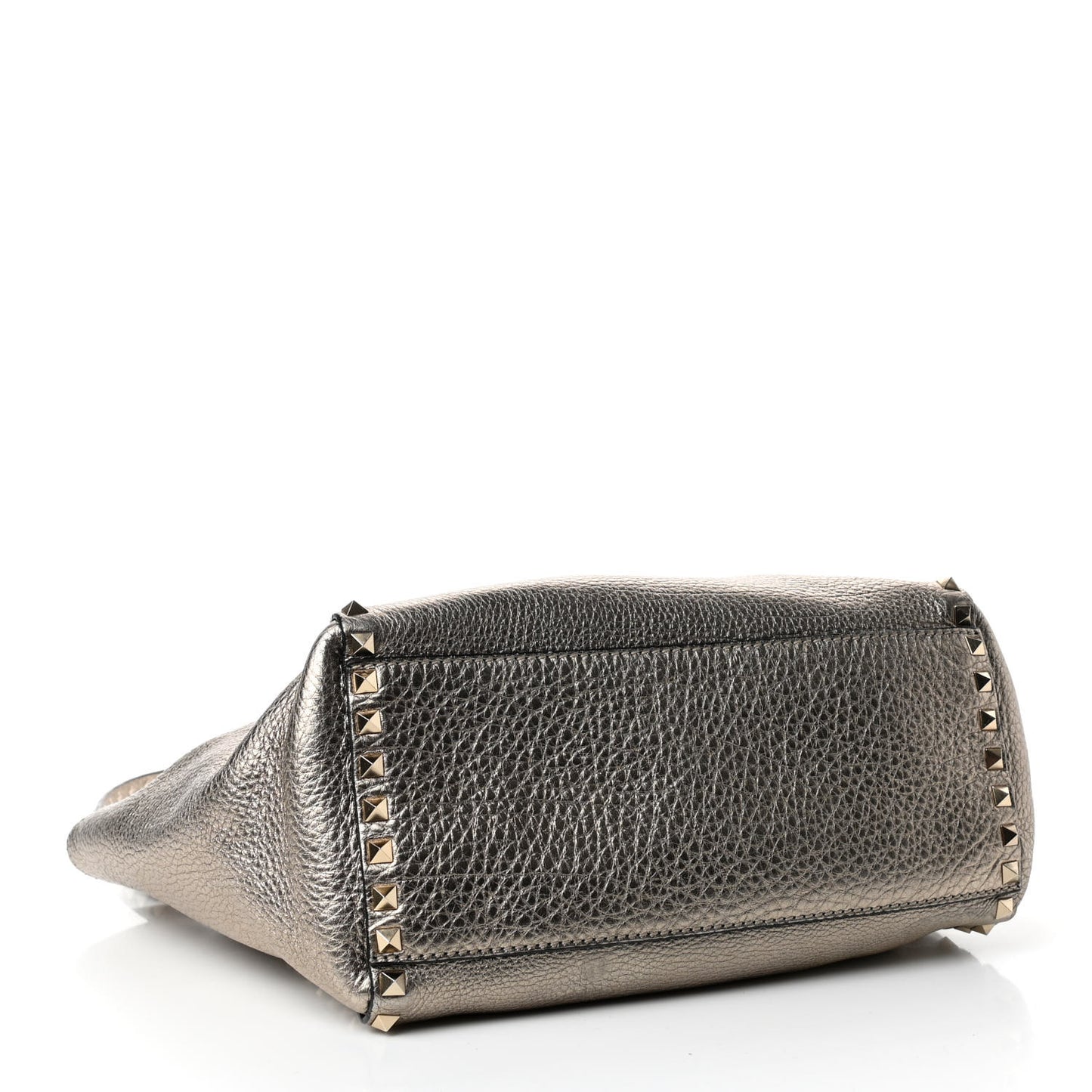 Metallic Grained Calfskin Rockstud Double Handle Tote Sasso