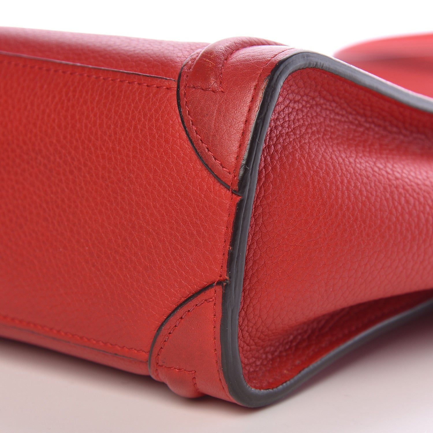 Celine Drummed Calfskin Nano Luggage Red 11 of 11