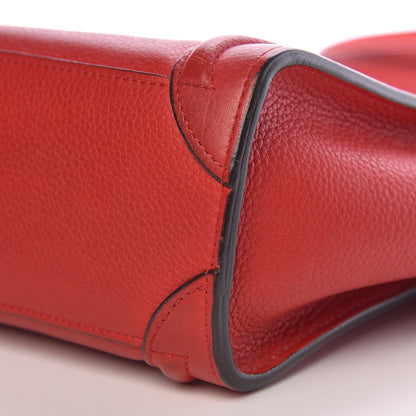 Celine Drummed Calfskin Nano Luggage Red 11 of 11