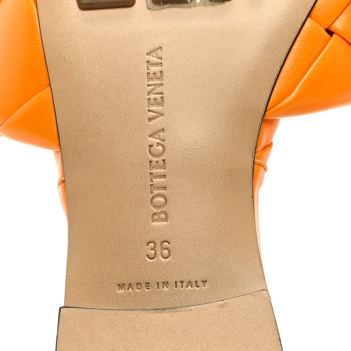 Nappa Maxi Intrecciato Lido Flat Sandals 36 Tangerine