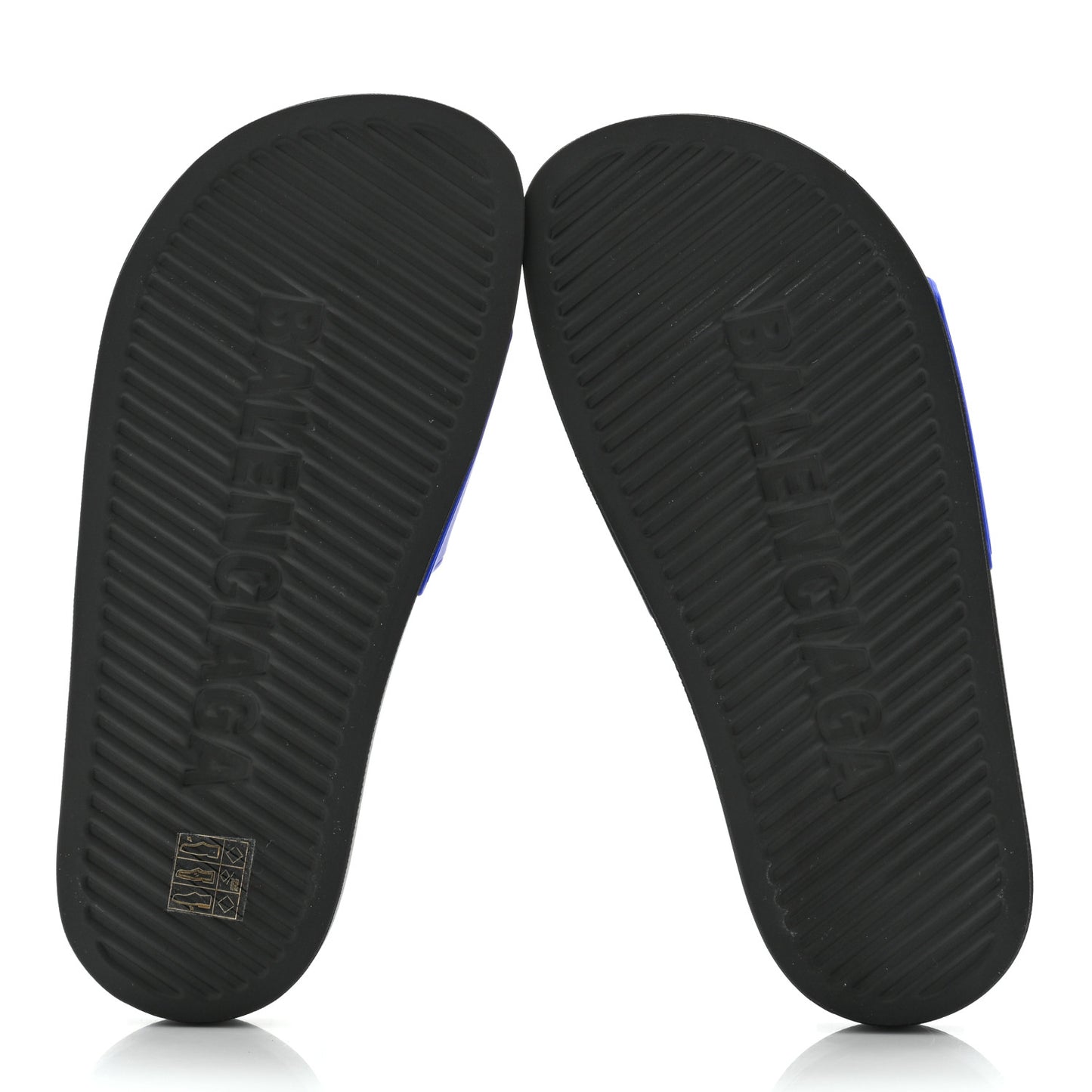 Rubber Logo Womens Pool Slide Sandals 35 Blue Black