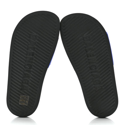 Balenciaga Rubber Logo Womens Pool Slide Sandals 35 Blue Black 5 of 8