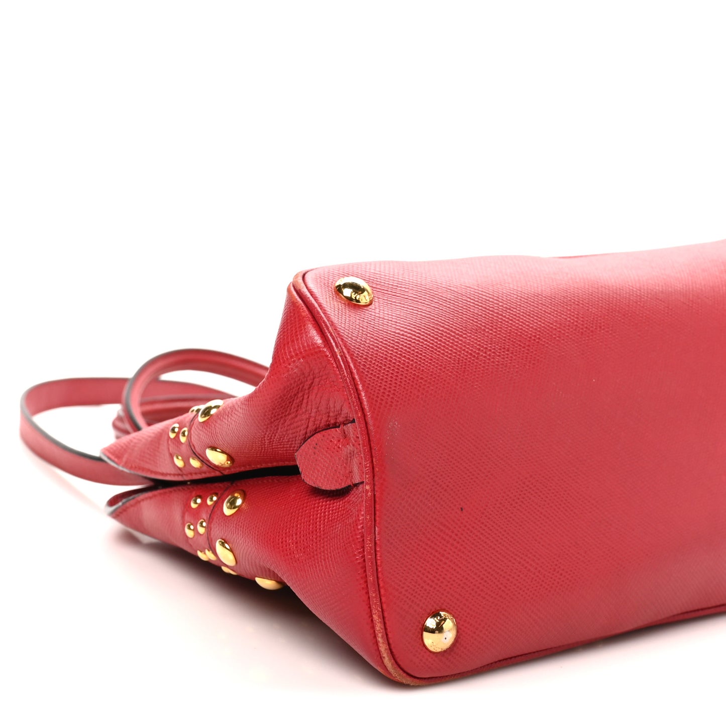 Saffiano Studded Bijou Tote Red
