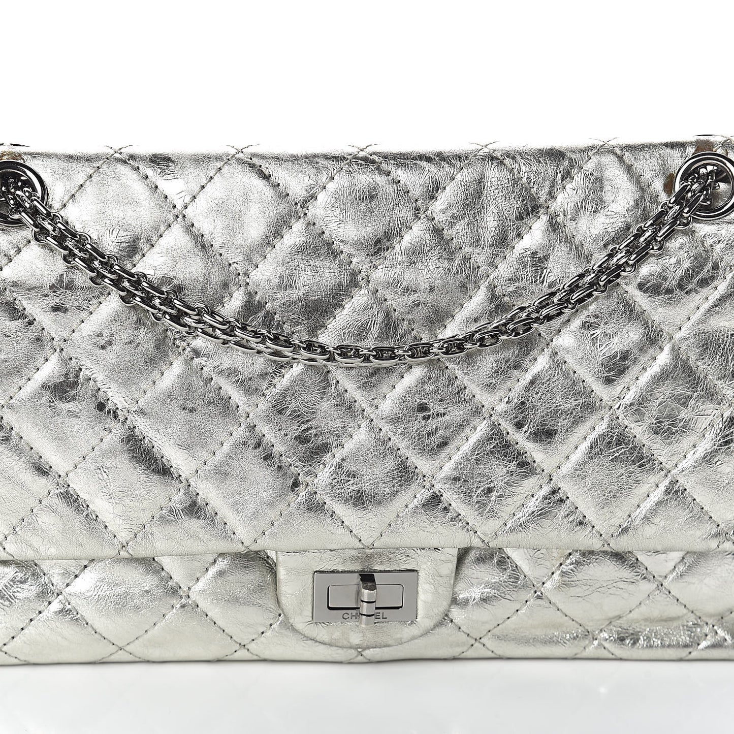 Metallic Aged Calfskin Quilted 2.55 Reissue 226 Flap Silver