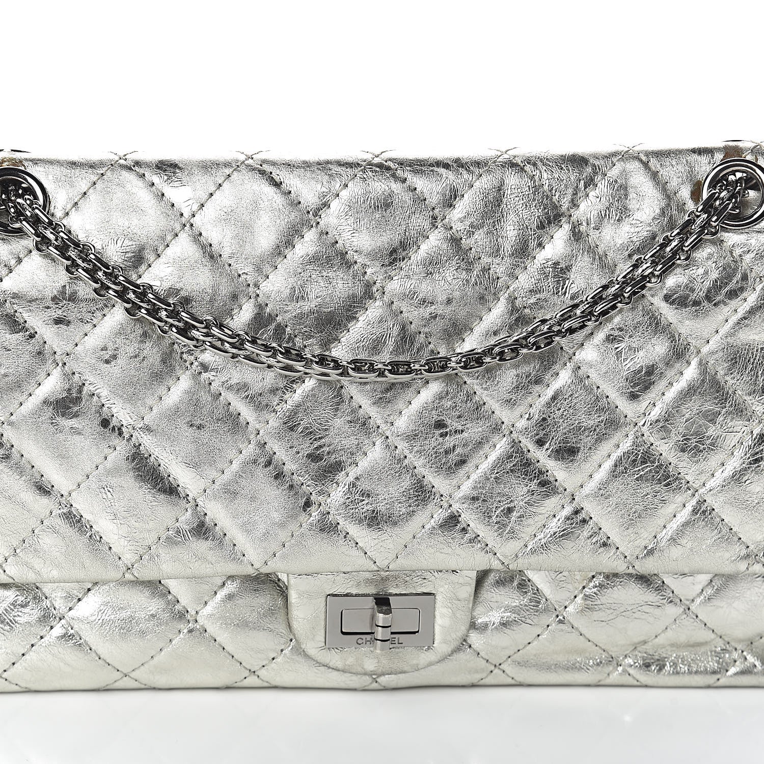 Chanel Metallic Aged Calfskin Quilted 2.55 Reissue 226 Flap Silver 8 of 10