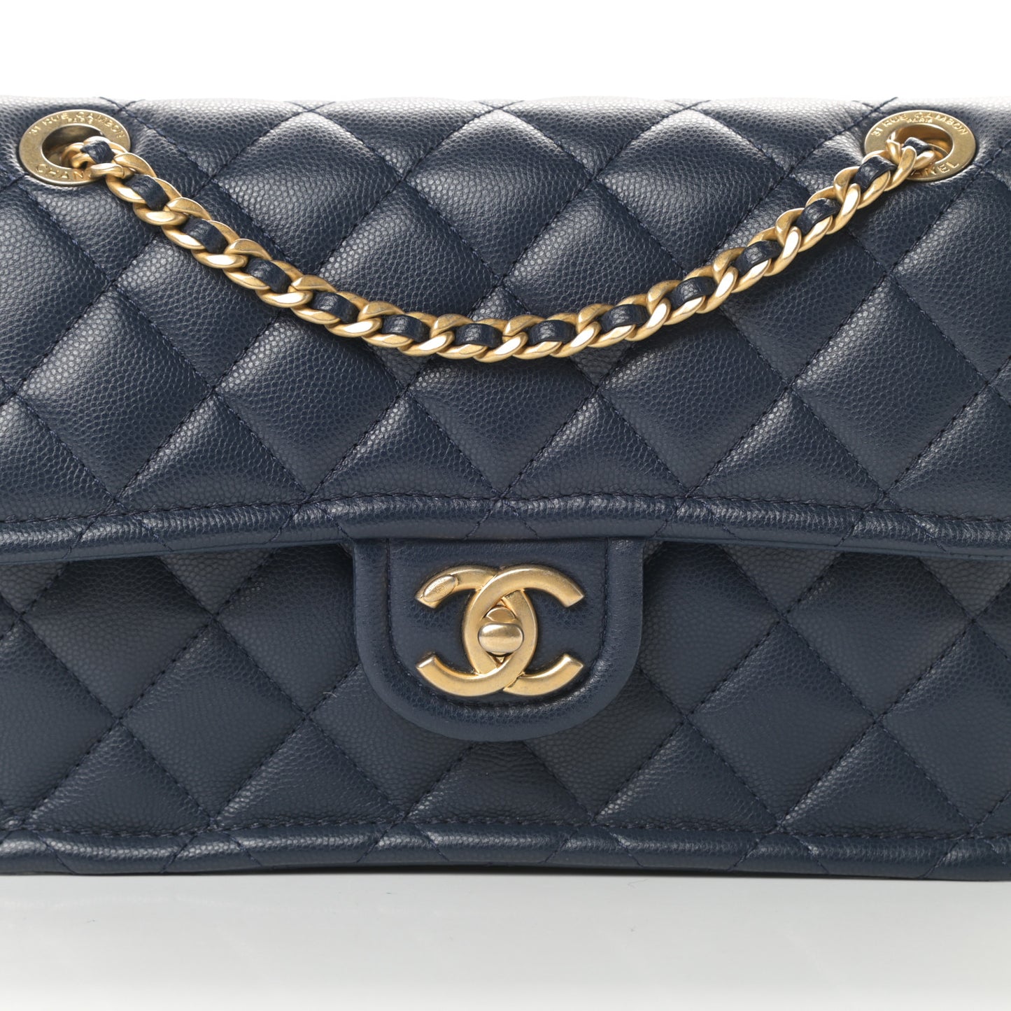 Caviar Quilted Medium Sweet Classic Flap Navy Blue