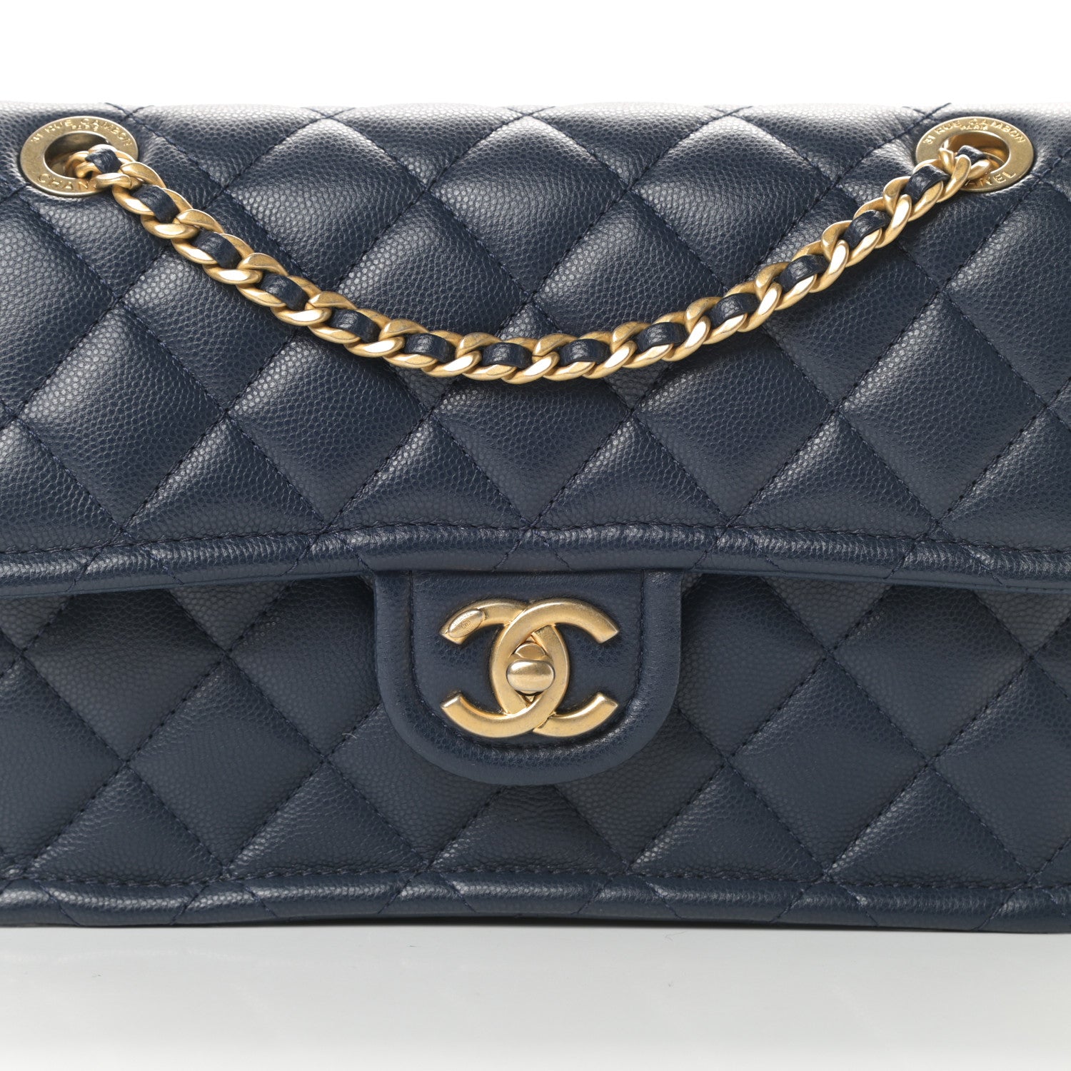 Chanel Caviar Quilted Medium Sweet Classic Flap Navy Blue 8 of 13