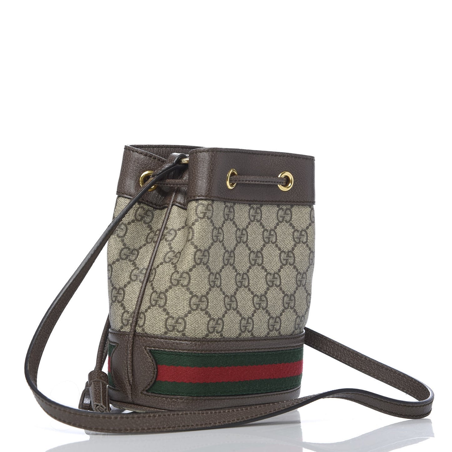 GG Supreme Monogram Web Mini Ophidia Bucket Bag Brown
