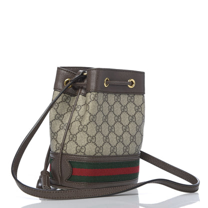 Gucci GG Supreme Monogram Web Mini Ophidia Bucket Bag Brown 3 of 10