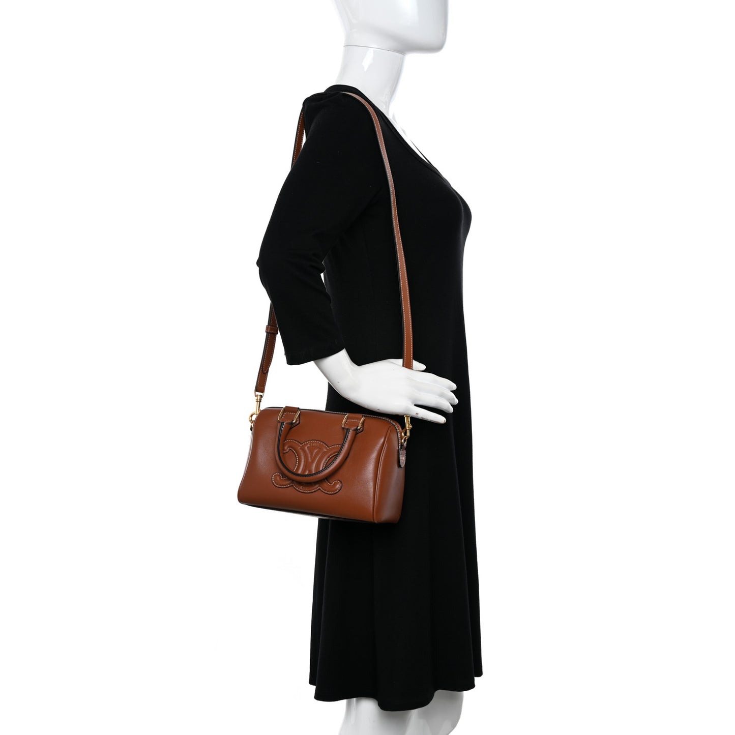 Smooth Calfskin Triomphe Small Boston Bag Tan