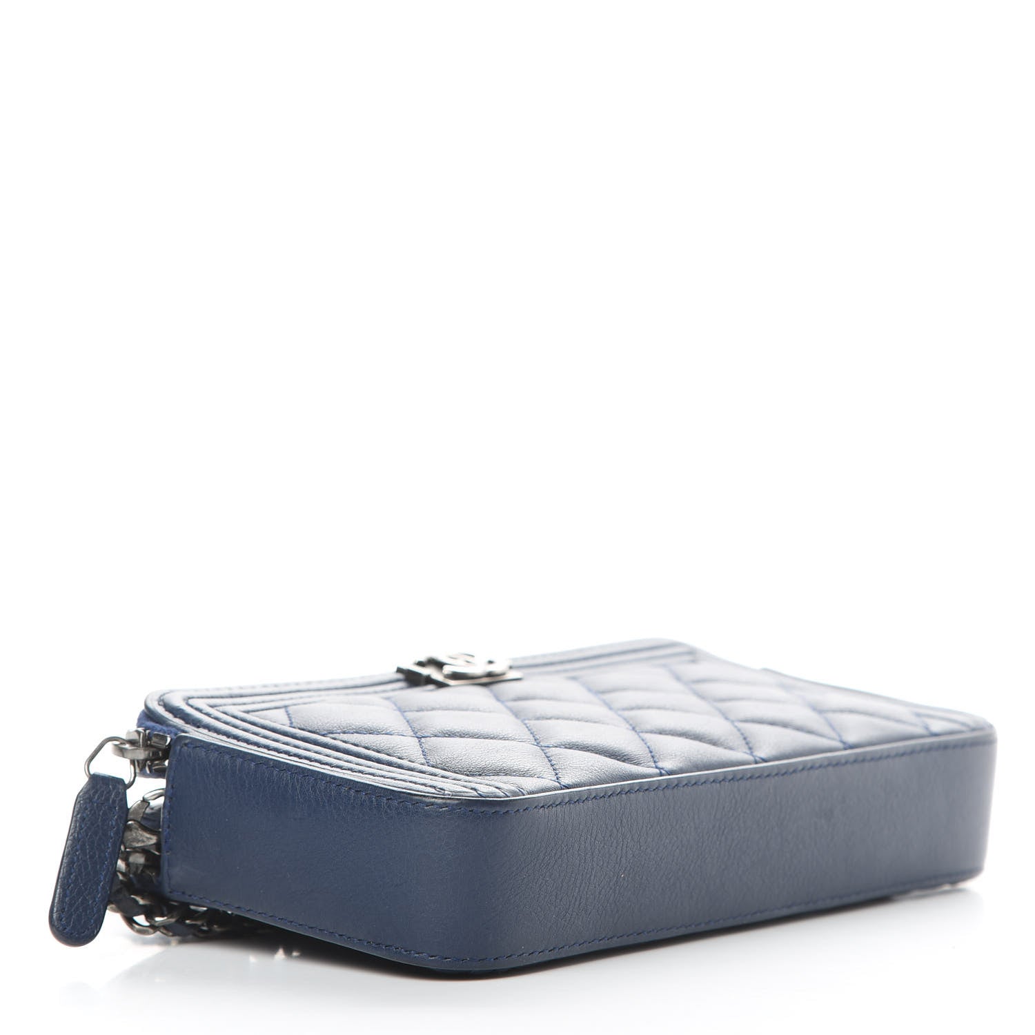 Chanel Calfskin Quilted Small Boy Clutch With Chain Navy 4 of 14