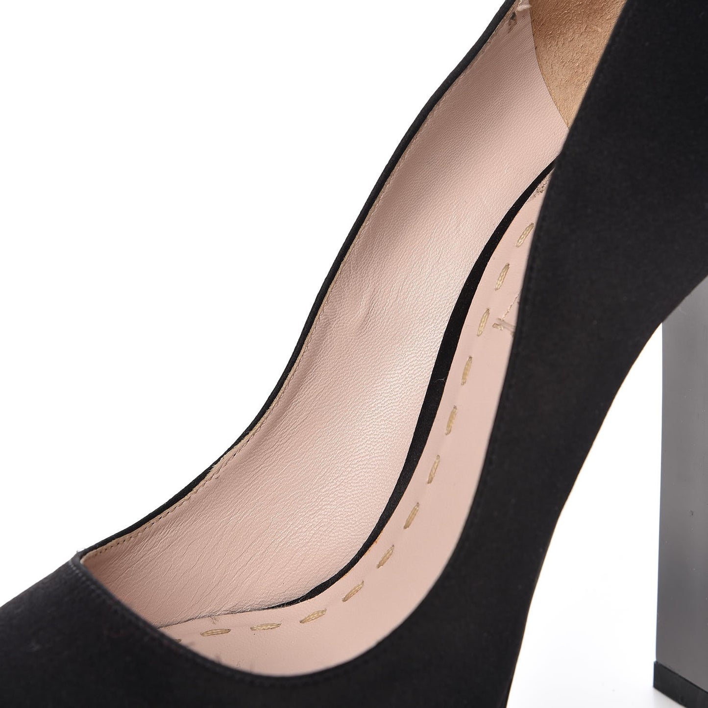Satin Crystal Peep Toe Pumps 37 Black
