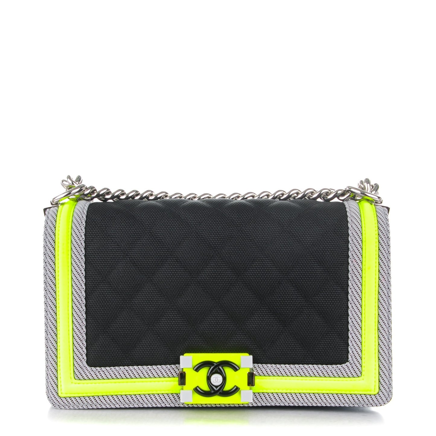 Canvas Quilted Medium Fluo Boy Flap Black Grey Yellow