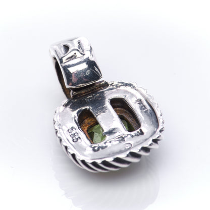 David Yurman Sterling Silver 14K Yellow Gold Peridot 7mm Albion Enhancer Pendant 3 of 4
