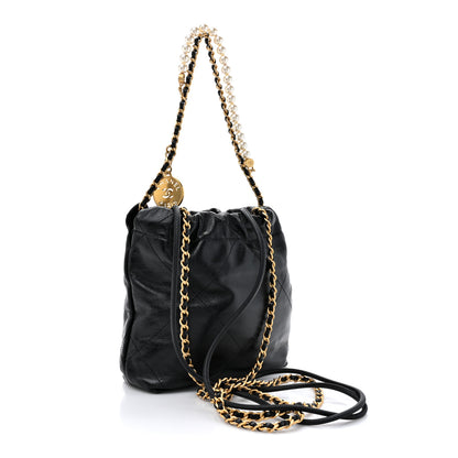 Chanel Shiny Crumpled Calfskin Quilted Pearl Mini Chanel 22 Black 3 of 10