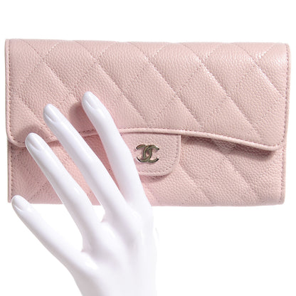 Chanel Caviar Quilted Long Flap Wallet Light Pink 2 of 8