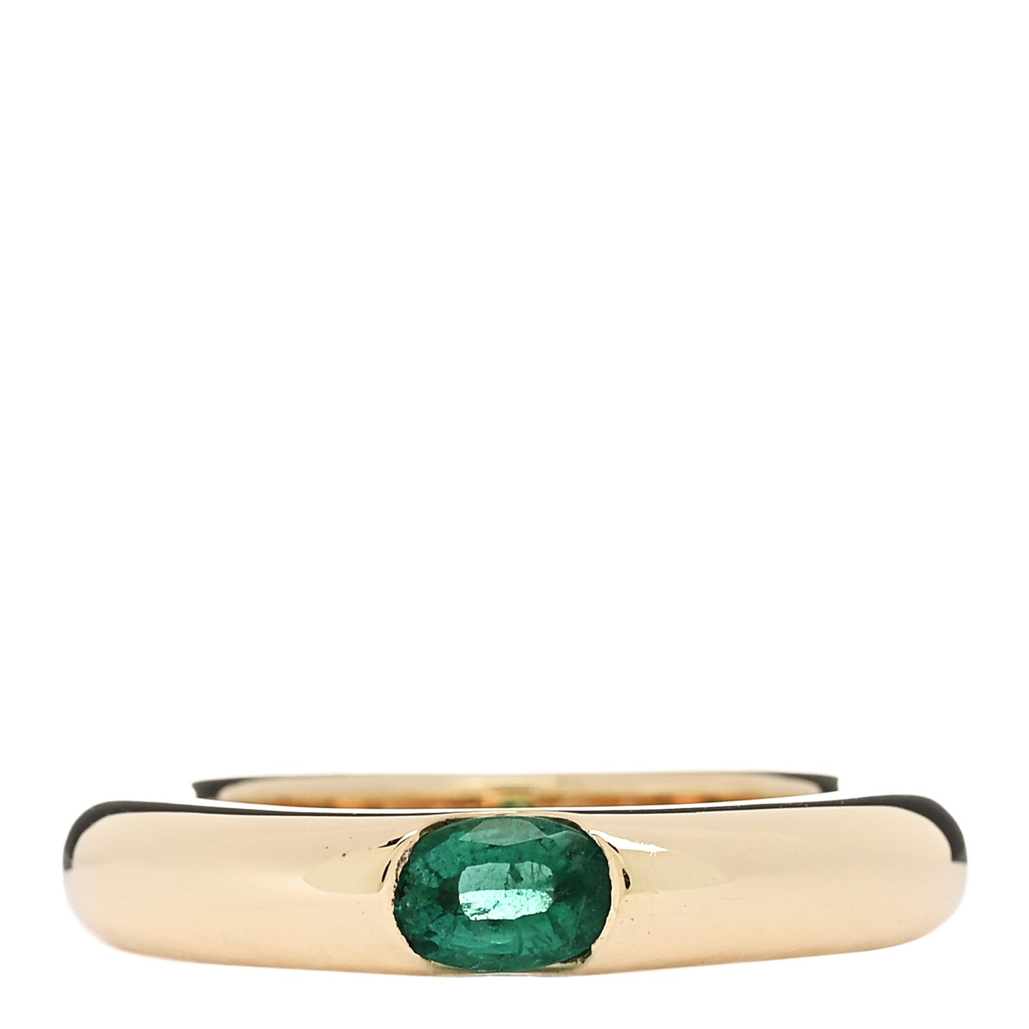 18K Yellow Gold Emerald Ellipse Oval Cut Ring 54 6.75