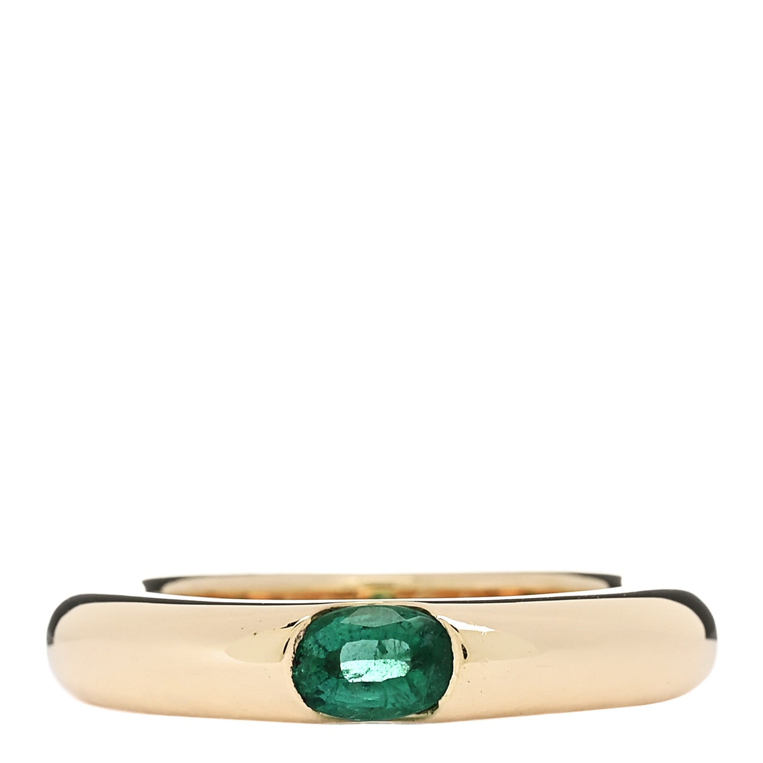 Cartier 18K Yellow Gold Emerald Ellipse Oval Cut Ring 54 6.75 1 of 4