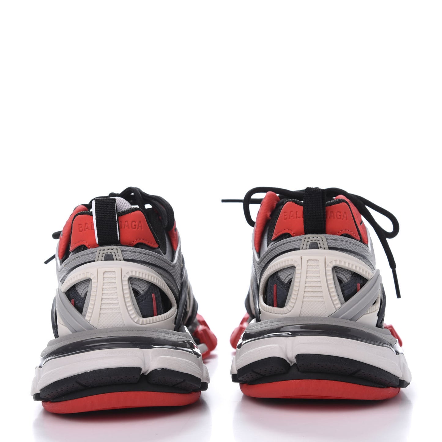 Rubber Mesh Bi-Color Womens Track.2 Open Sneakers 36 Black Grey Red