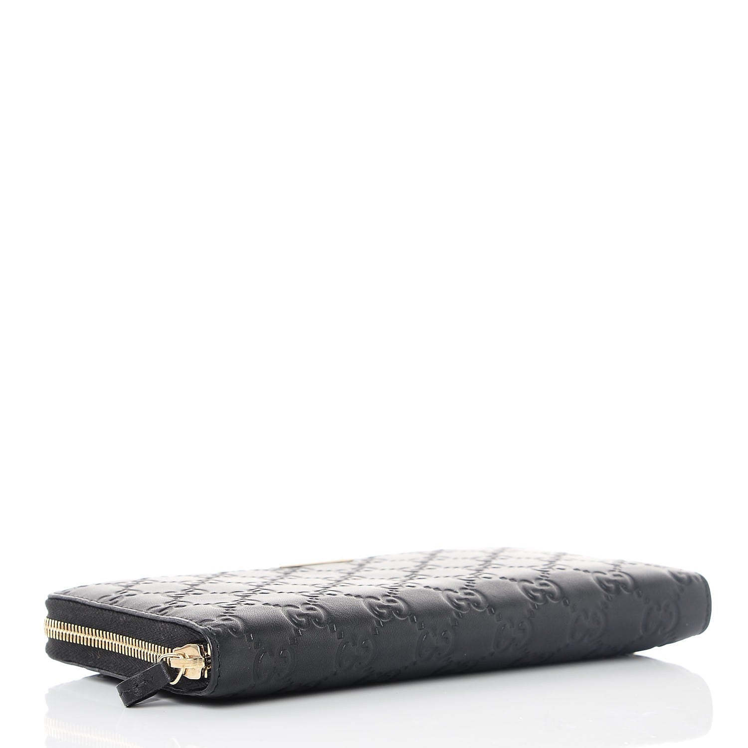 Gucci Guccissima Metal Bar Zip Around Organizer Wallet Black 4 of 8