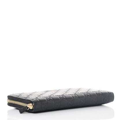 Gucci Guccissima Metal Bar Zip Around Organizer Wallet Black 4 of 8