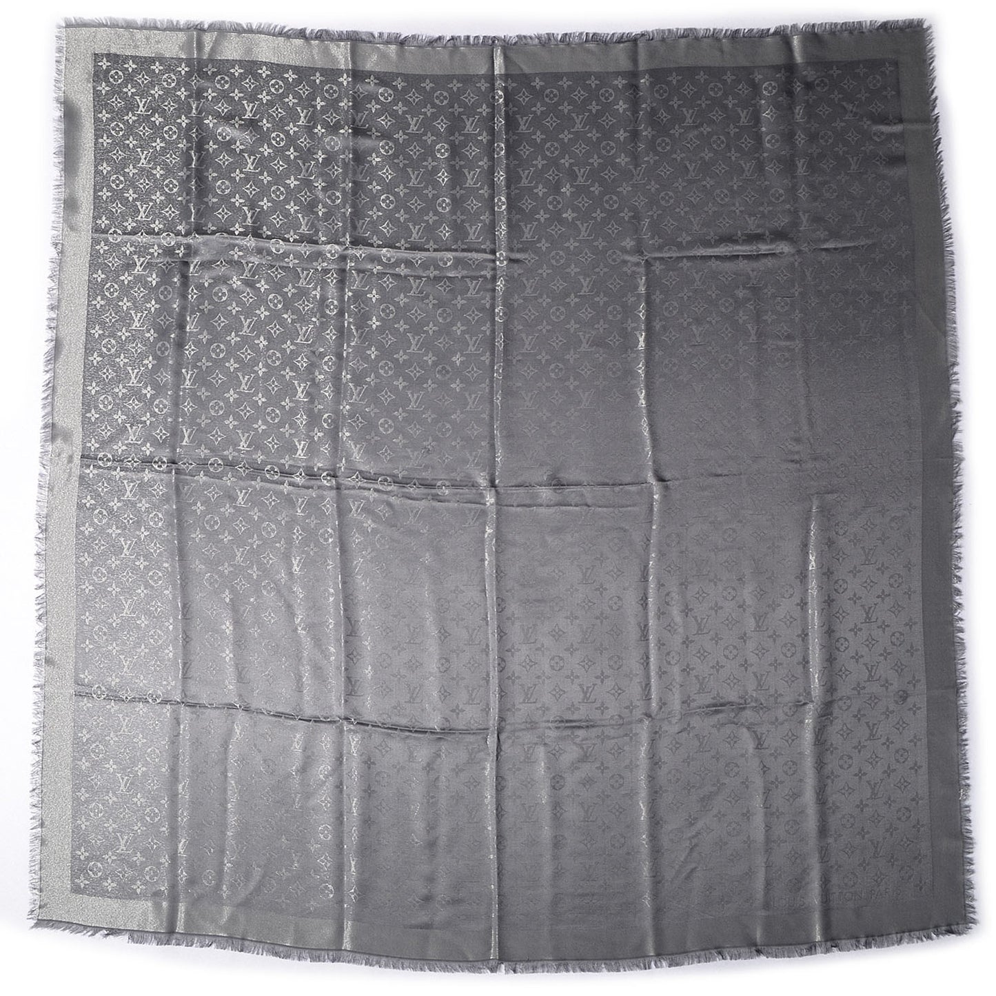 Monogram Silk Wool Shine Shawl Anthracite