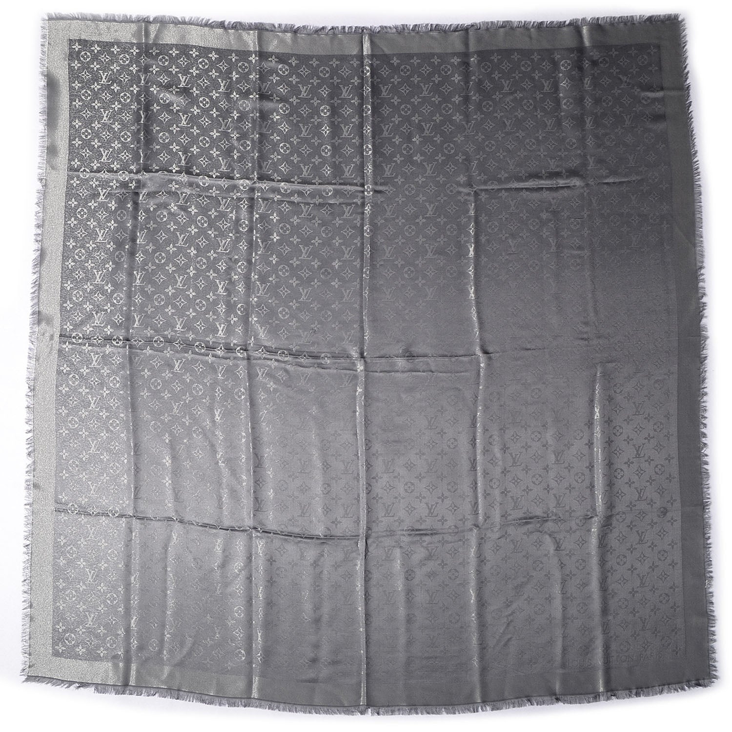 Louis Vuitton Monogram Silk Wool Shine Shawl Anthracite 3 of 5