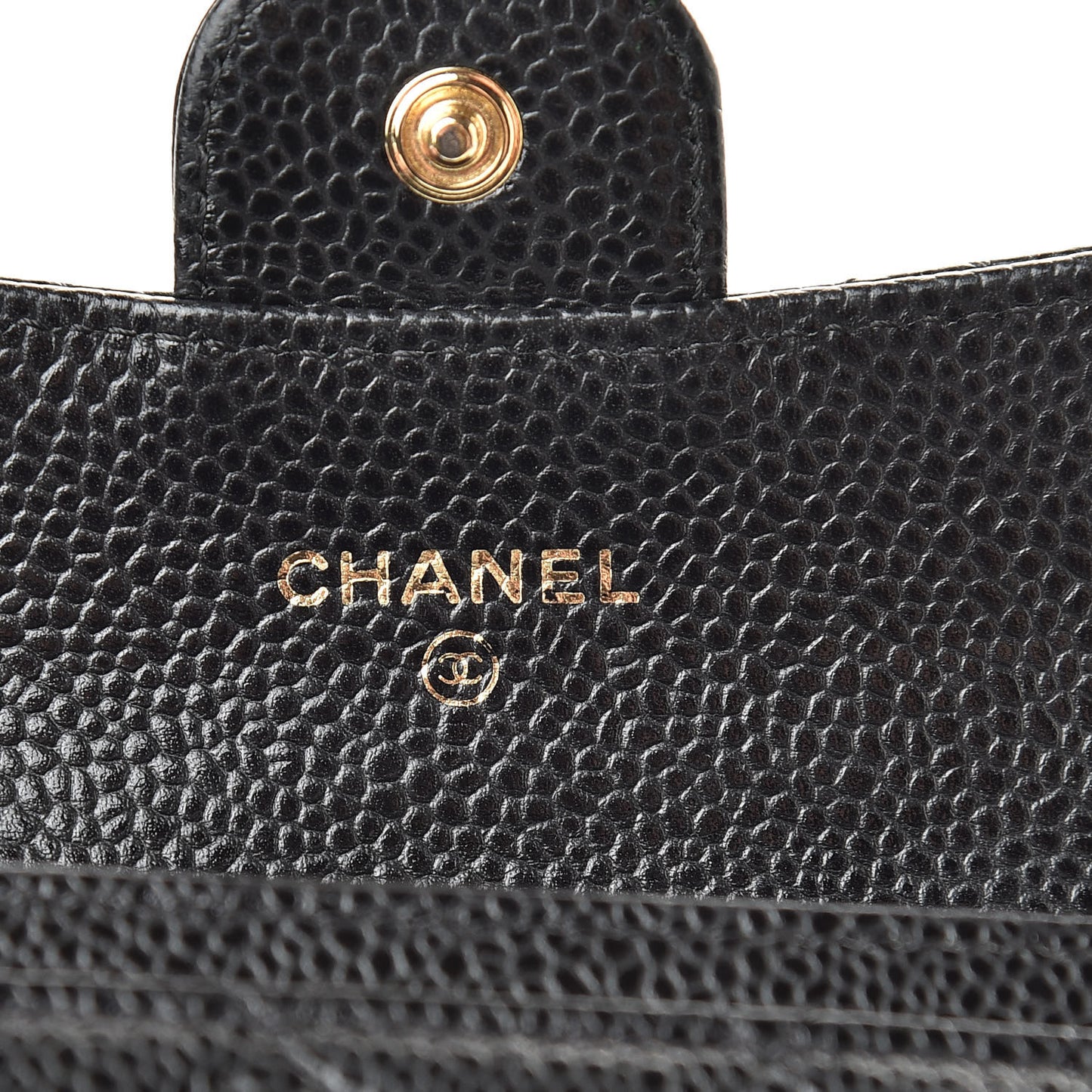 Caviar Quilted Flap Card Holder Wallet Black