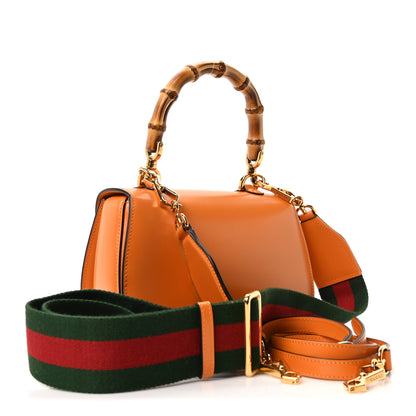 Gucci Boarded Dyana Lux Calfskin Web Small Bamboo 1947 Top Handle Bag Marigold Yellow 3 of 9