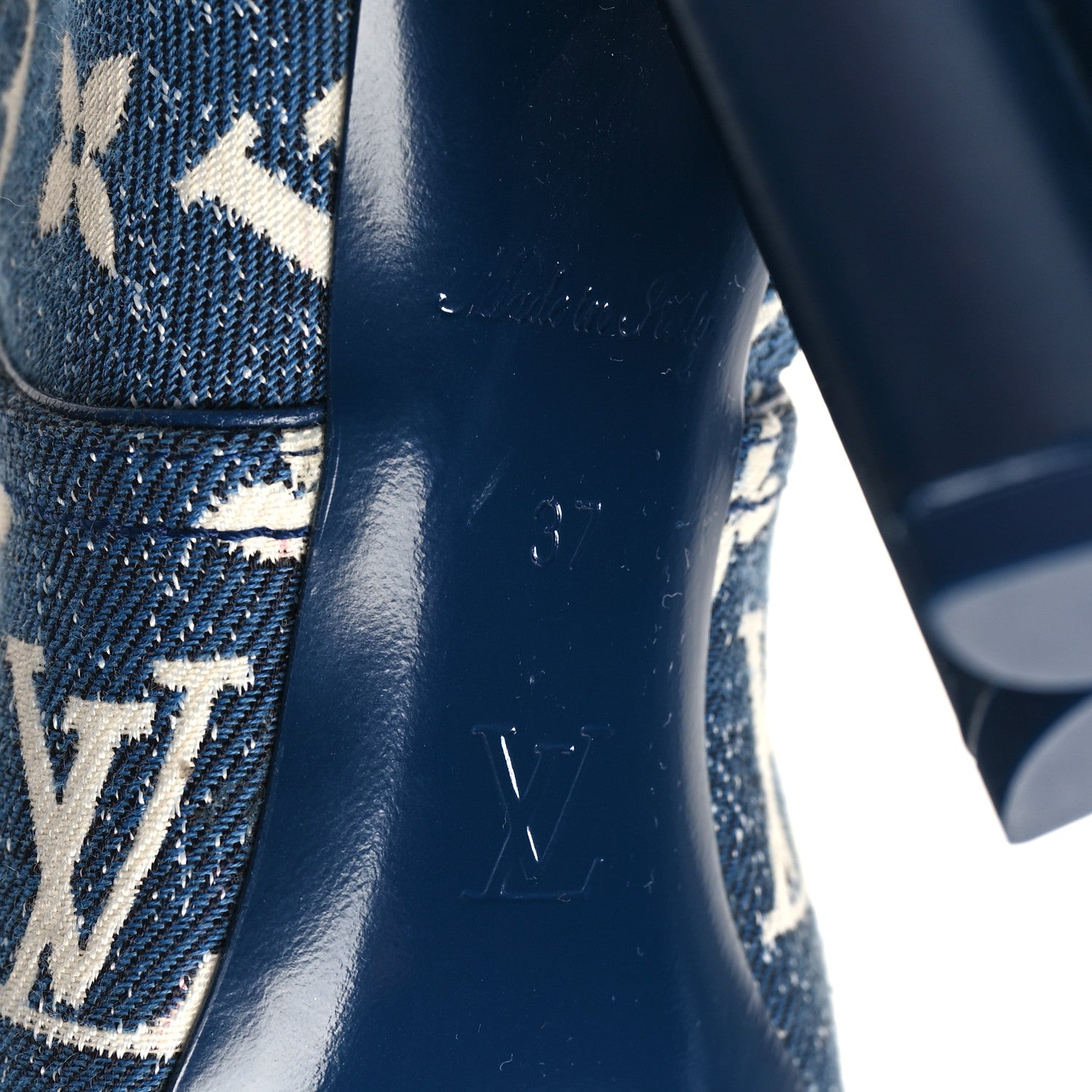 Louis Vuitton LOUIS VUITTON Denim Monogram Silhouette Ankle Boots 37 Navy Blue 7 of 9