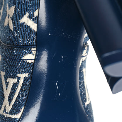 Louis Vuitton LOUIS VUITTON Denim Monogram Silhouette Ankle Boots 37 Navy Blue 7 of 9