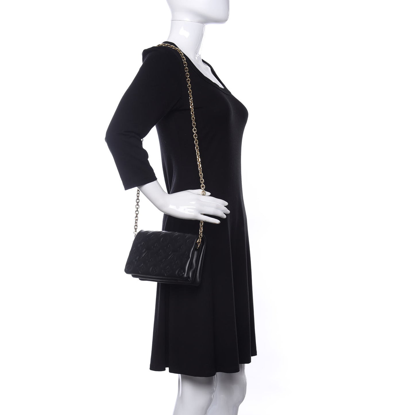 Lambskin Embossed Monogram Pochette Coussin Black