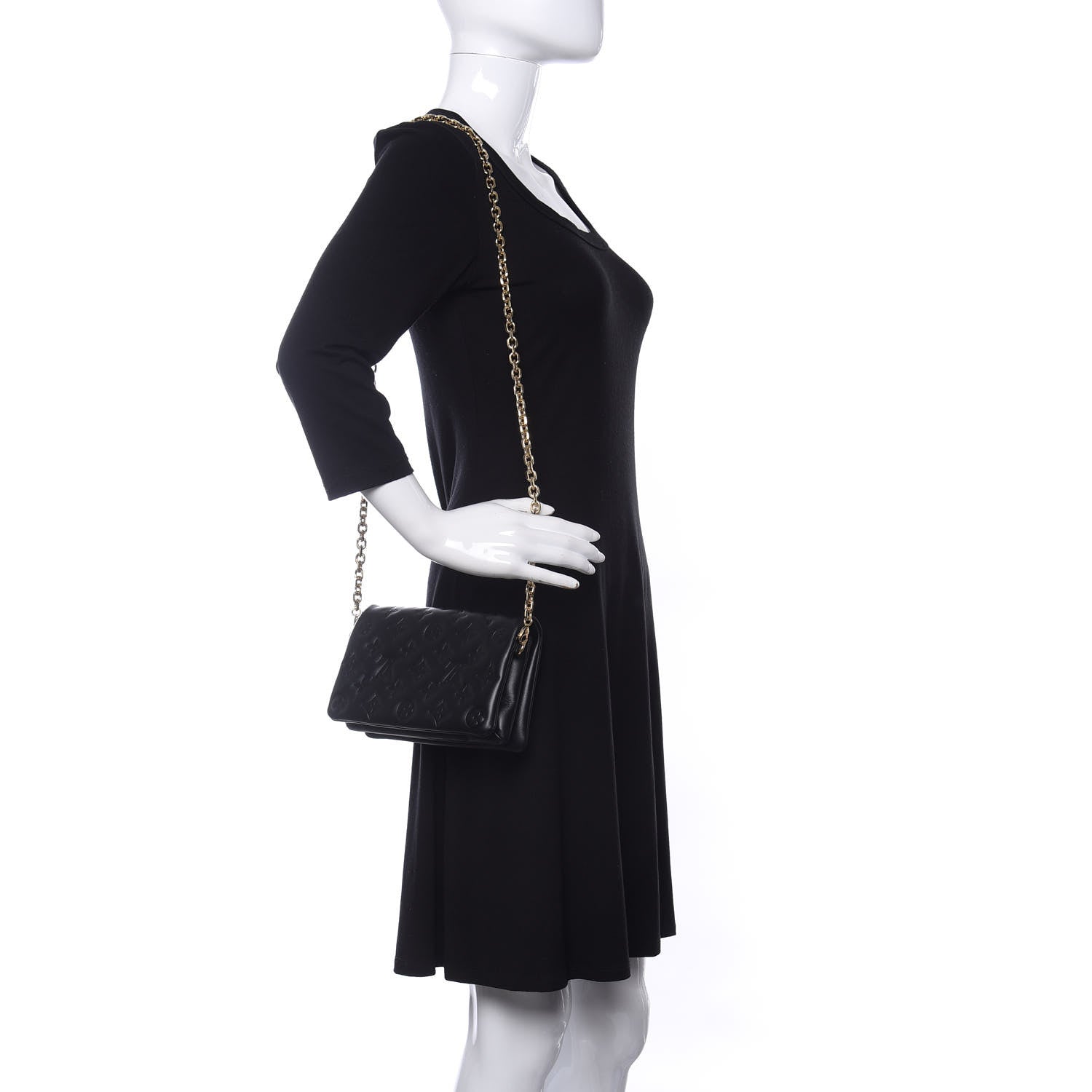 Louis Vuitton Lambskin Embossed Monogram Pochette Coussin Black 2 of 9