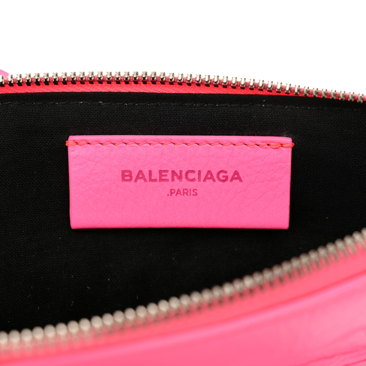Agneau Silver Hardware Phone Holder Bag Rose Fluo
