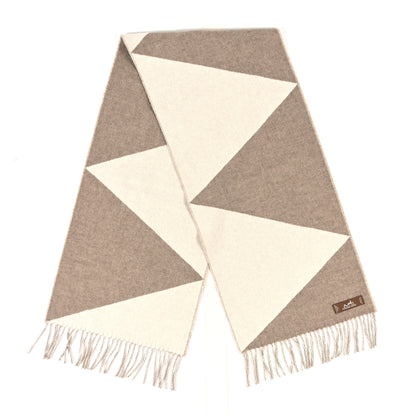 Hermes Cashmere Casaque Zig Zag Muffler Etoupe Ivory 2 of 4
