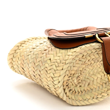 Chloe Raffia Small Grain Calfskin Mini Marcie Basket Tan 7 of 8