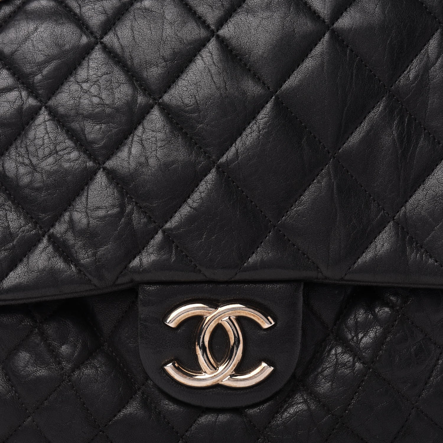 Chanel Washed Lambskin Quilted Maxi Chain Around Flap Black 14 of 14