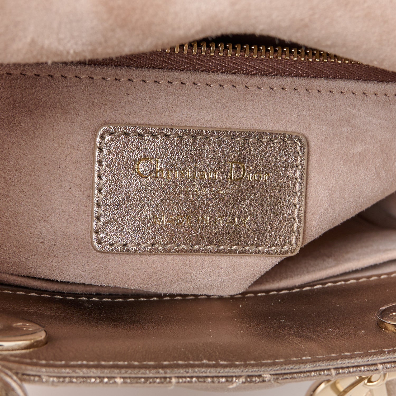Christian Dior Metallic Lambskin Cannage Small My ABCDior Lady Dior Gold 6 of 10