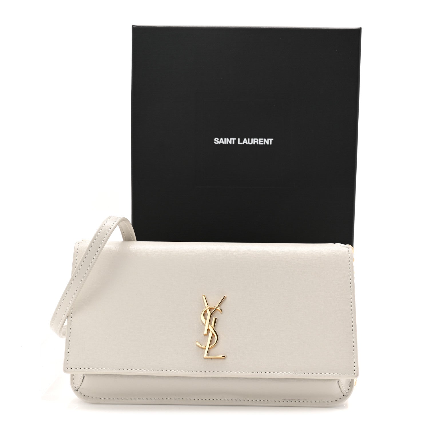Saint Laurent Smooth Calfskin Monogram Phone Holder Crossbody Crema Soft 11 of 11