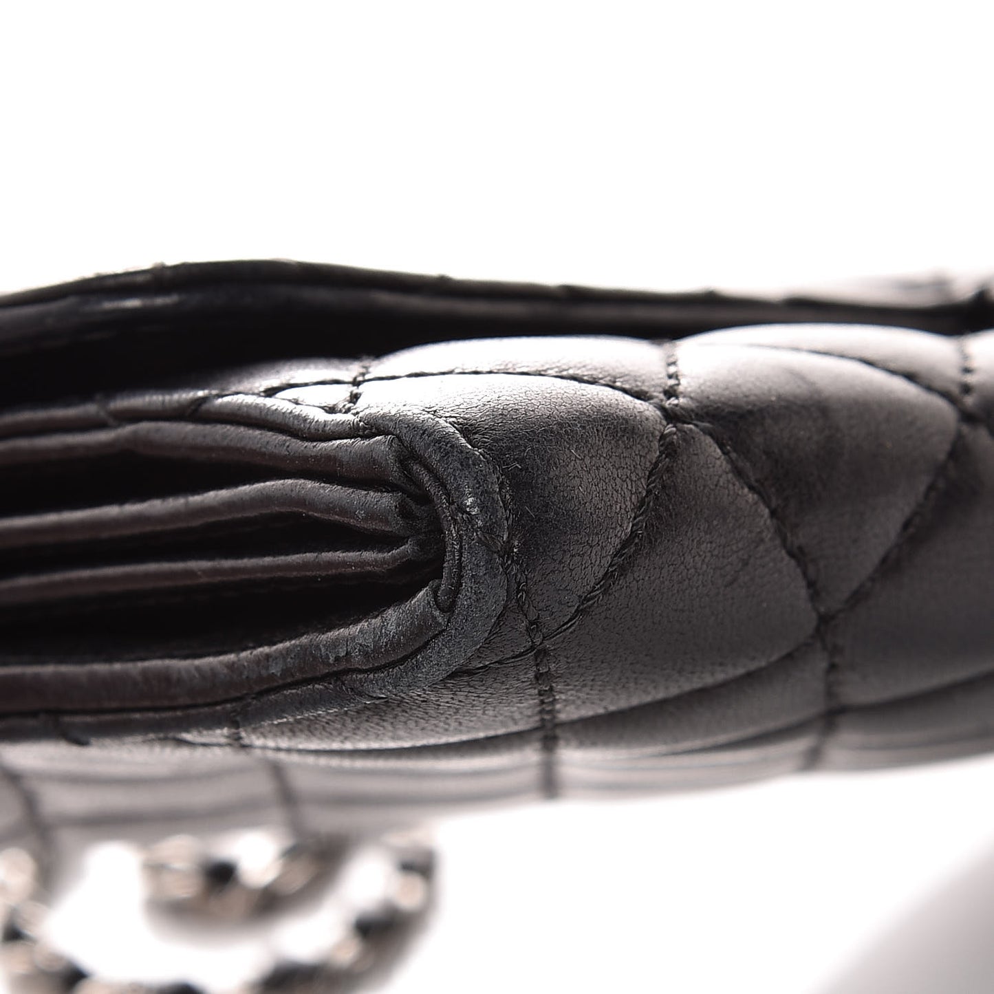 Lambskin Quilted East West Flap Clutch Black