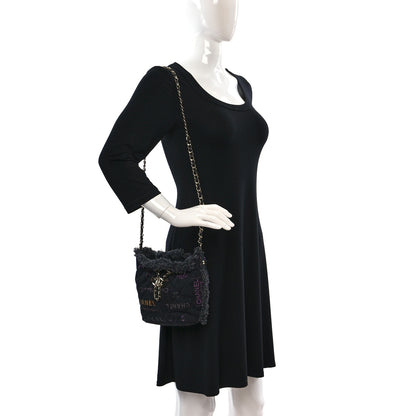 Chanel Denim Quilted Mood Small Bucket With Chain Black Multicolor 2 of 9