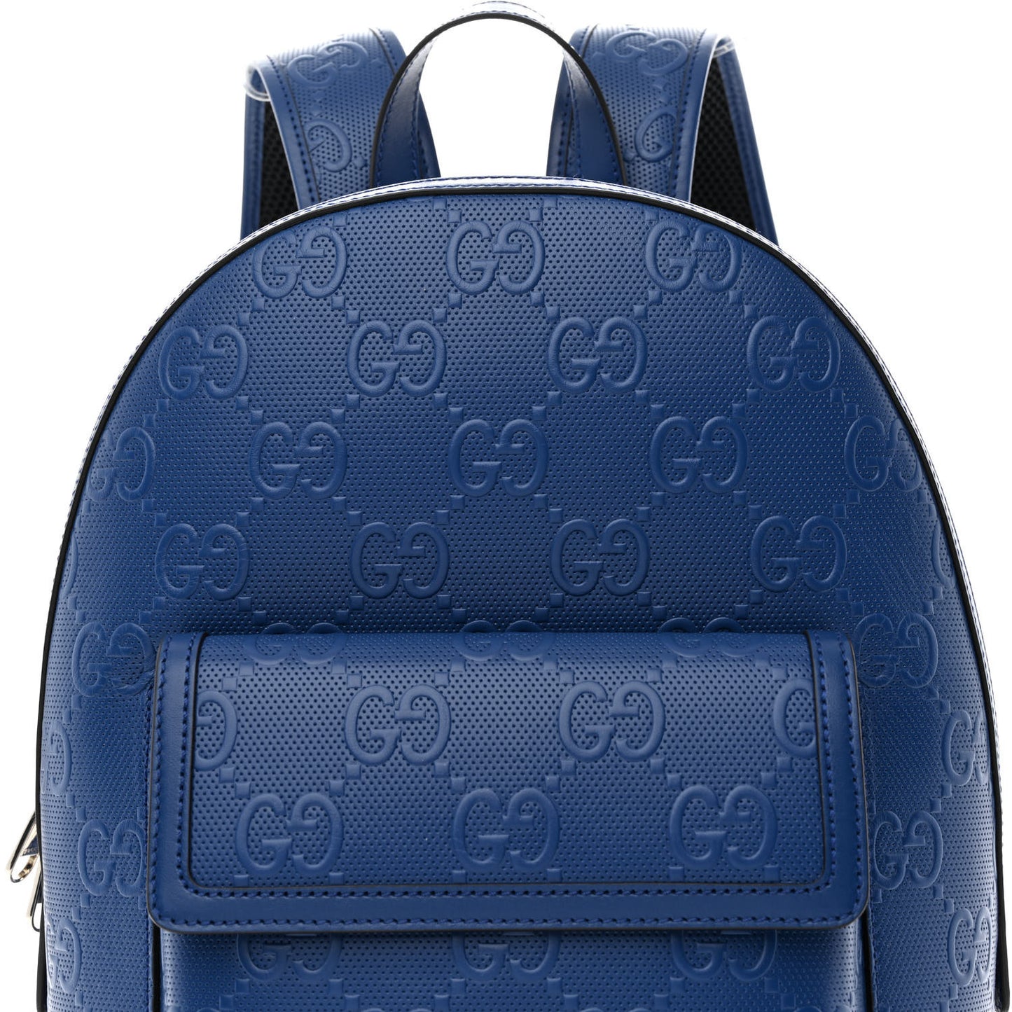 Calfskin GG Tennis Embossed Backpack Intense Metal Blue Black
