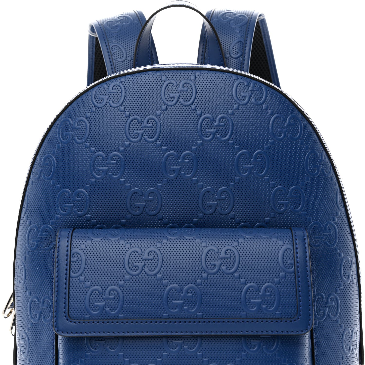 Gucci Calfskin GG Tennis Embossed Backpack Intense Metal Blue Black 9 of 11