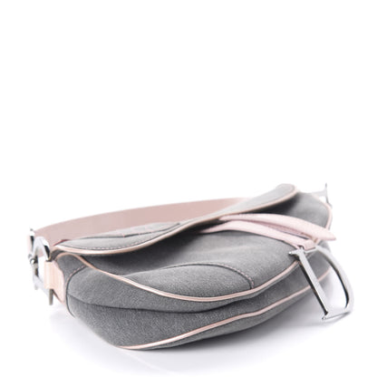 Christian Dior Patent Denim Jeans Saddle Bag Grey Pink 4 of 10