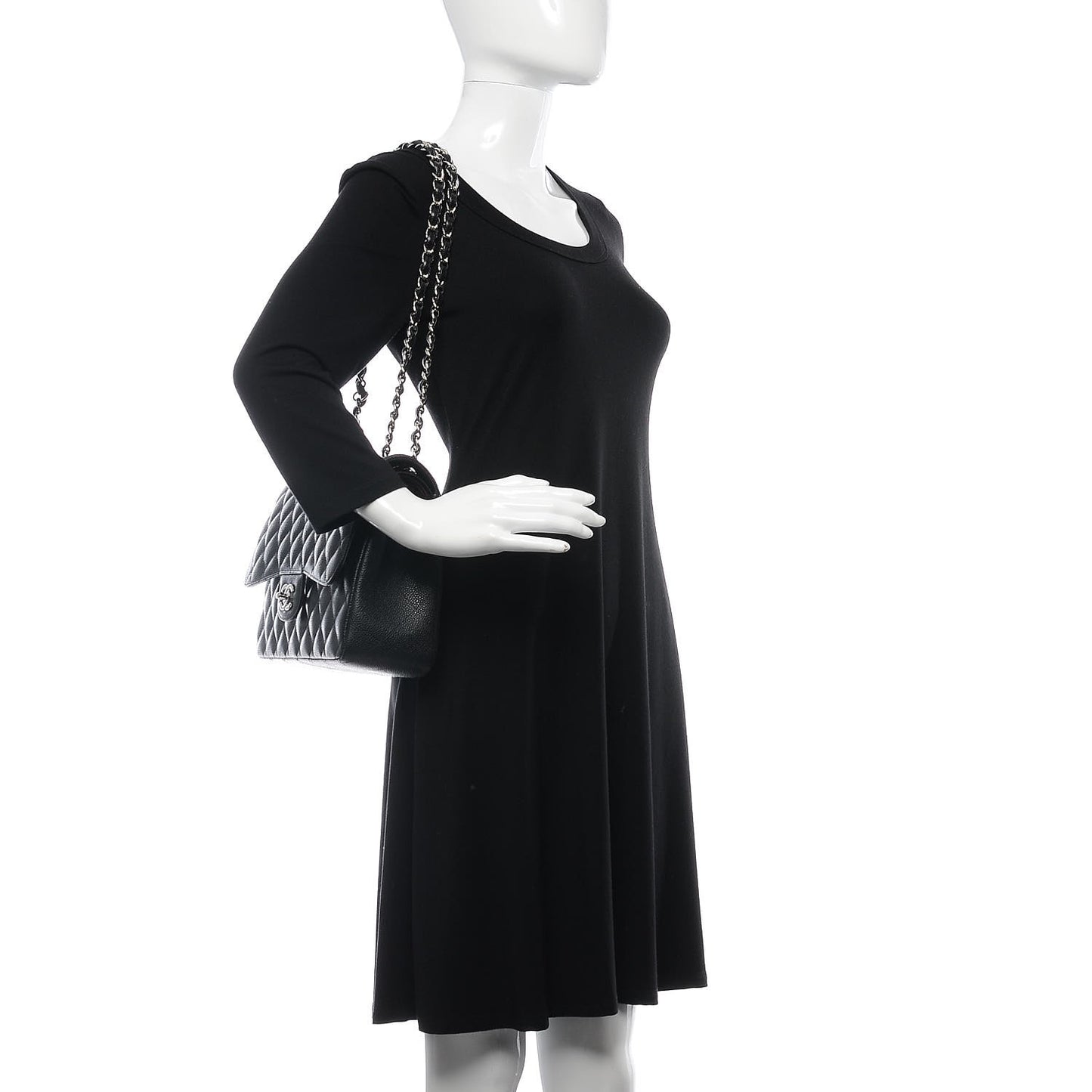 Caviar Quilted Jumbo Double Flap Black